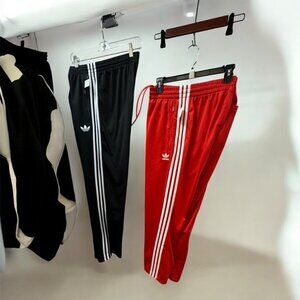 Adidas,Men,2 Sports Pants $28 Each,Black,Red,Sz L,Pull On,Pockets,White Lines.!